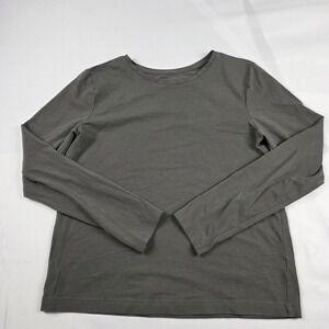 Pact Shirt Womens Small Gray Organic Cotton Stretch Crewneck Long Sleeve Tee